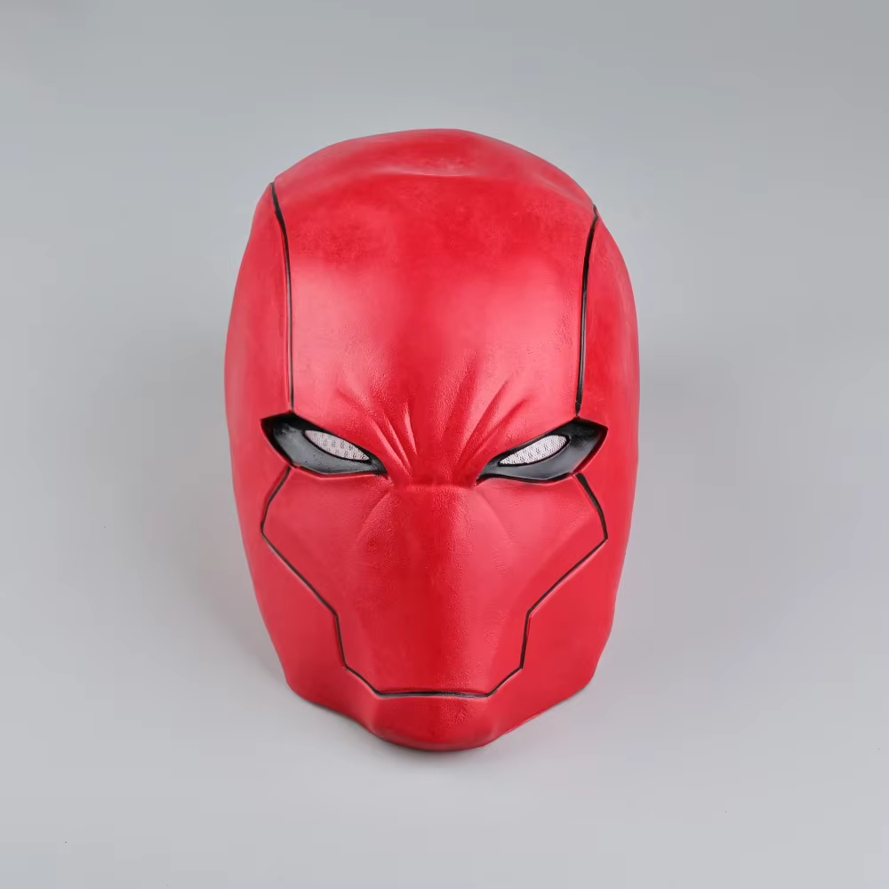 Masques de Cosplay super-héros à capuche rouge, casque en Latex pour homme adulte, masques faciaux p