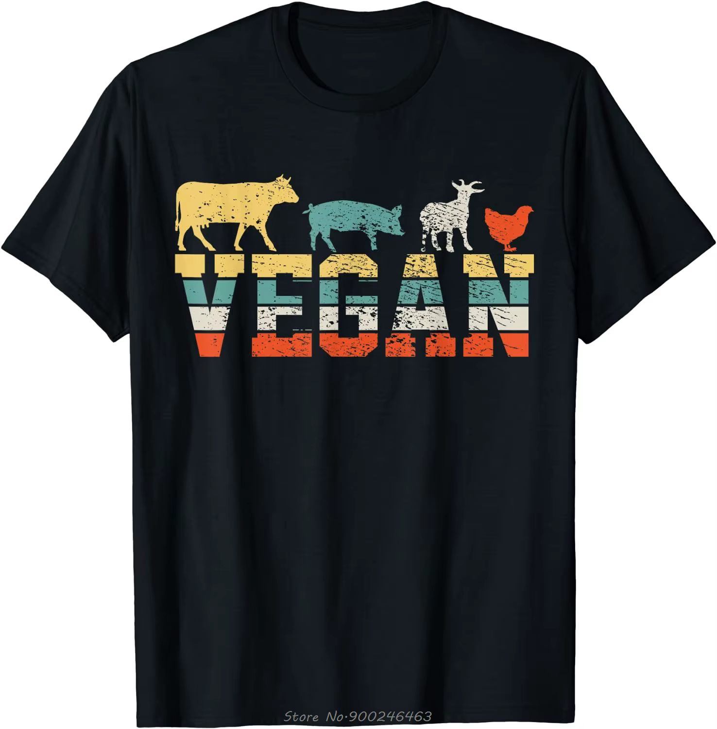 T-shirt à manches courtes en coton vintage végétalien pour hommes, t-shirts graphiques classiques, v