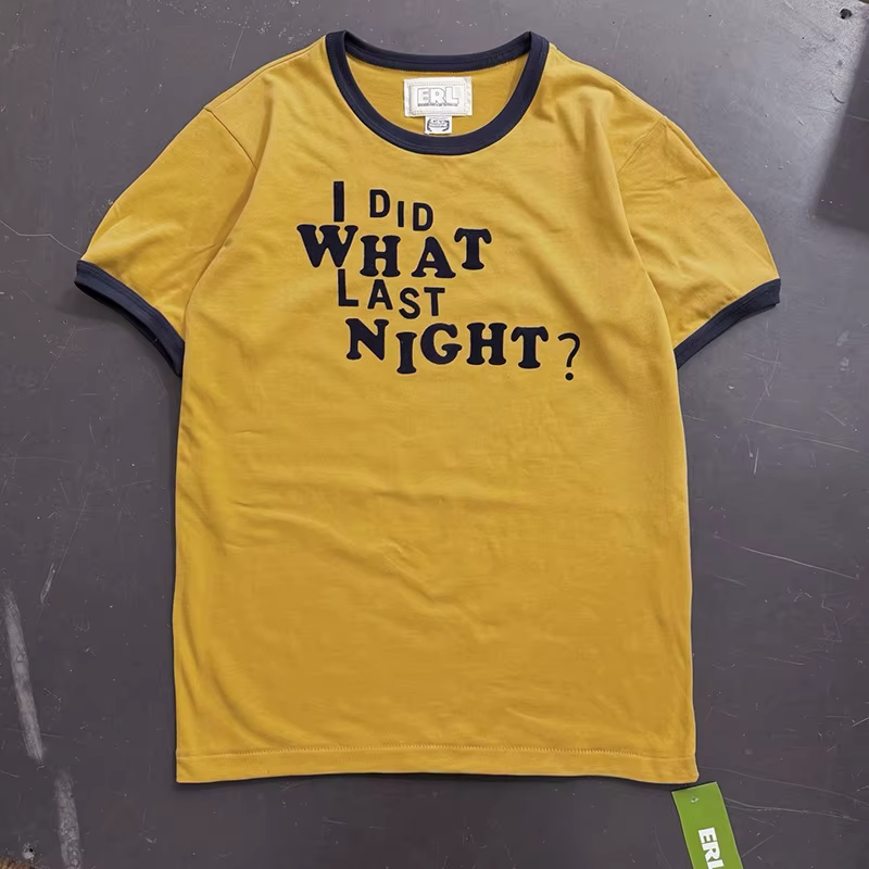 T-shirt unisexe d'été avec lettres floquées 'I DID WHAT LAST NIGHT', en coton de qualité supérieure,