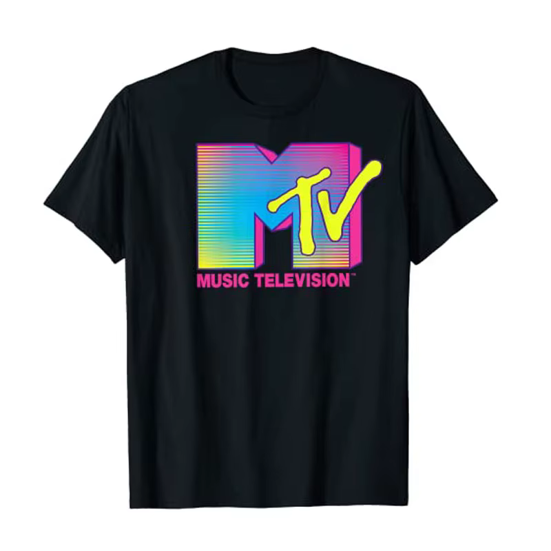 MTV – T-Shirt à manches courtes pour hommes, Logo Fluorescent, couleurs graphiques, produits personn