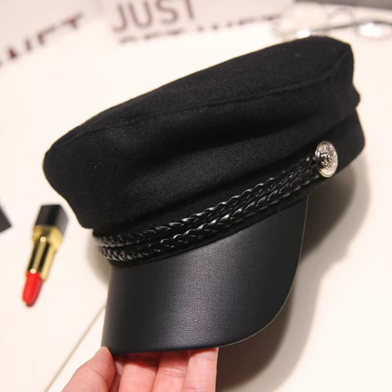 Béret Vintage unisexe en cuir PU, chapeaux de marin pour femmes et hommes, casquette de capitaine à 