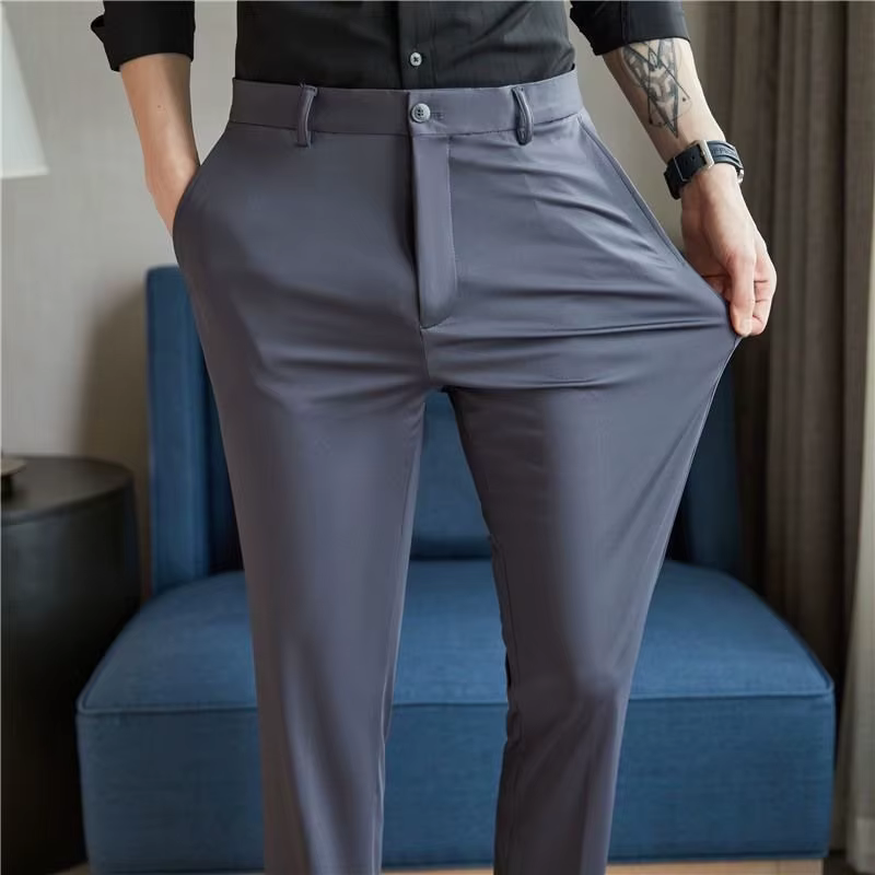 Pantalon d'été pour homme 29-42, fin, droit, extensible, décontracté, sans trace, sans repassage, ti