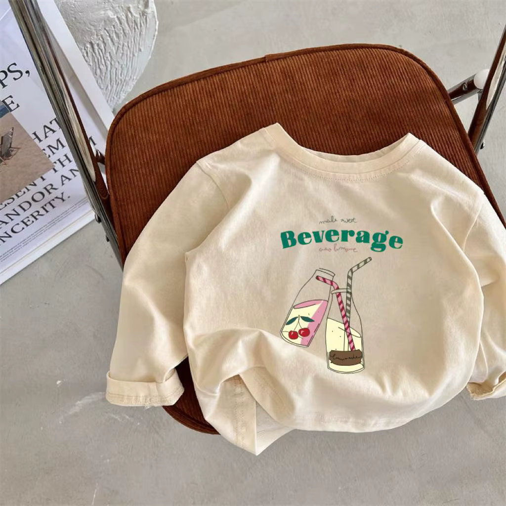 T-shirts mignons à manches longues, hauts bleus, vêtements de printemps et d'automne pour enfants, c