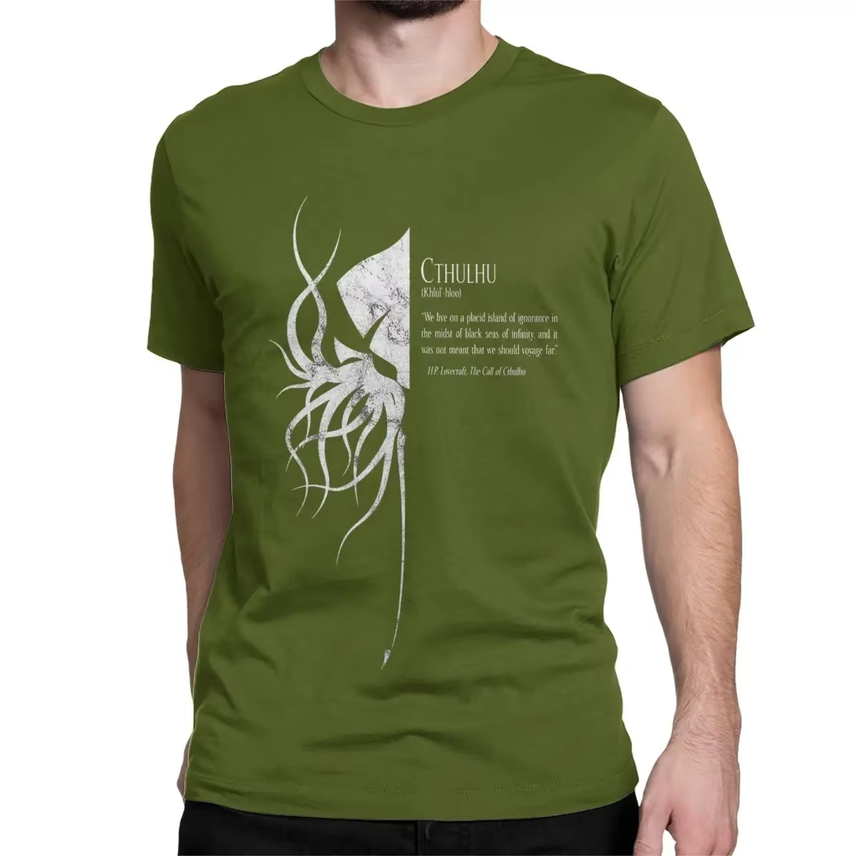 T-shirt manches courtes col rond homme et femme, Cthulhu, mythos, Lovecraft, pur coton, cool