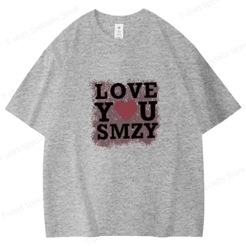 T-shirt ample en pur coton pour femme, motif 'Love' imprimé, manches courtes, col rond, décontracté,
