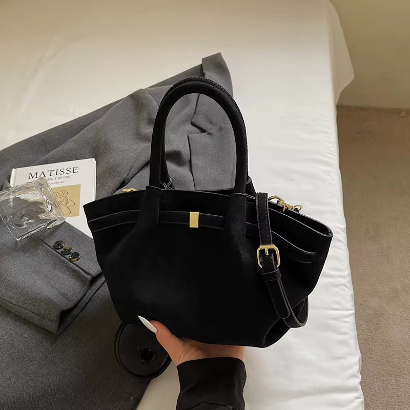Sacs à main fourre-tout en cuir suédé mat pour femmes, sac à bandoulière rétro de grande capacité, D
