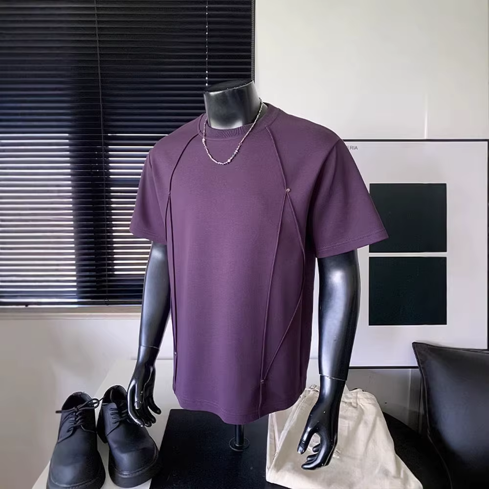 T-shirt à manches courtes de style américain, coupe ample, col rond, décontracté, couleur unie, qual