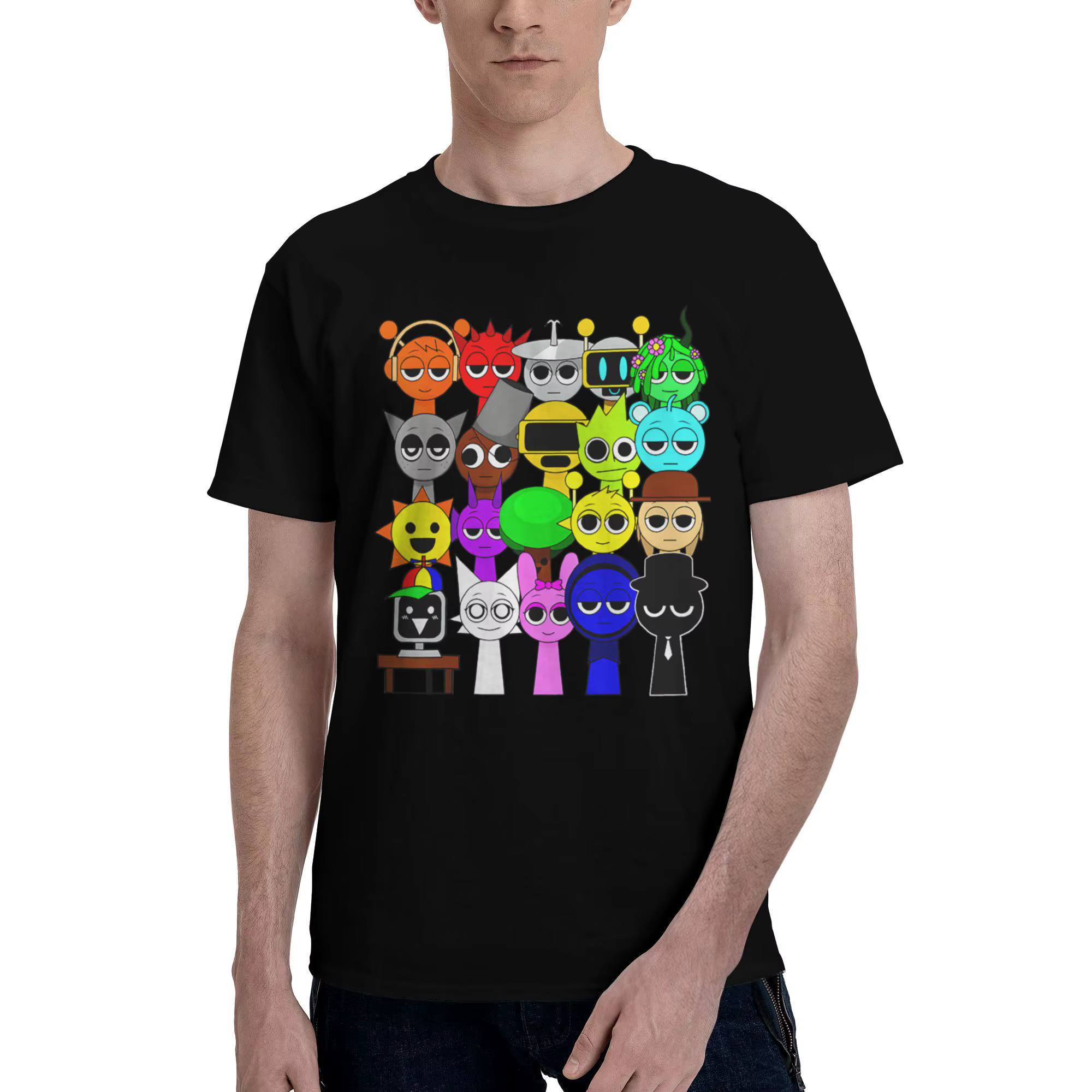 Personnalisé hommes Sprunki T-shirt à manches courtes coton T-shirt Streetwear T-shirt loisirs jeu d