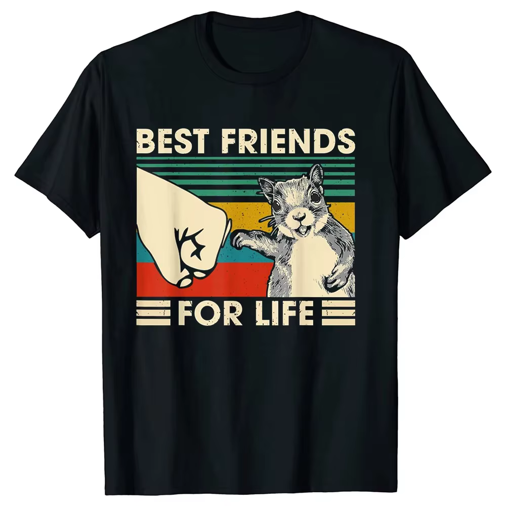Drôle rétro Vintage écureuil meilleur ami pour la vie t-shirts graphique coton Streetwear cadeaux d'