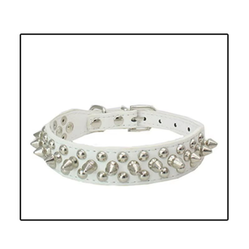 Collier pour chiens bouledogue français Pitbull, rétro, rivets dorés, cloutés, en cuir, pour animaux