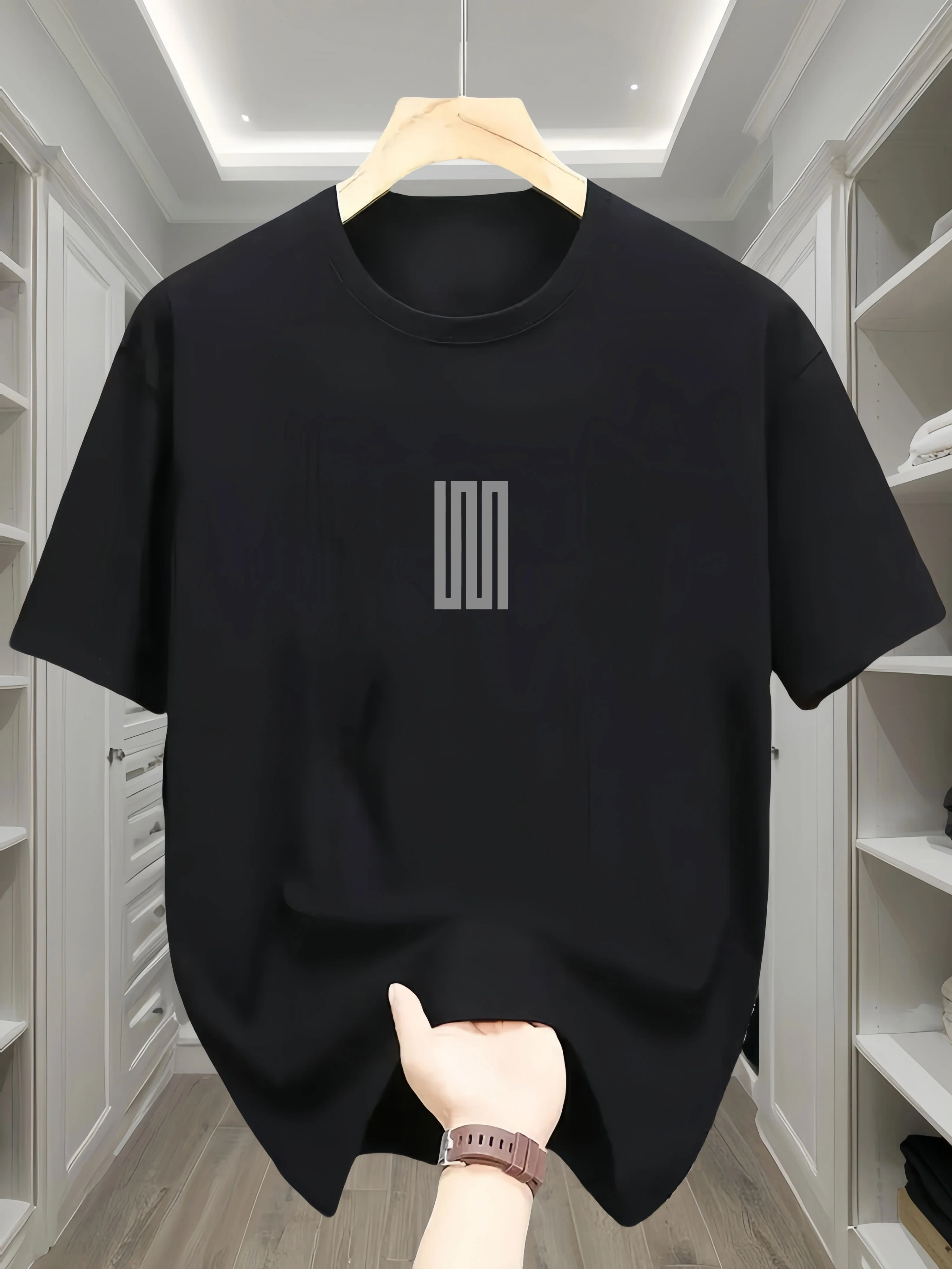 T-shirt surdimensionné pour homme 100% coton - Respirant, manches courtes, col rond avec imprimé min