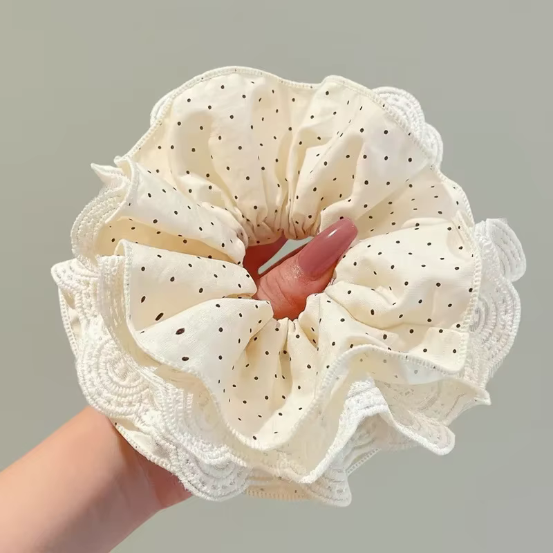 Nouvelle élastique à cheveux en dentelle à pois inspirée du ballet, accessoire doux et élégant pour 