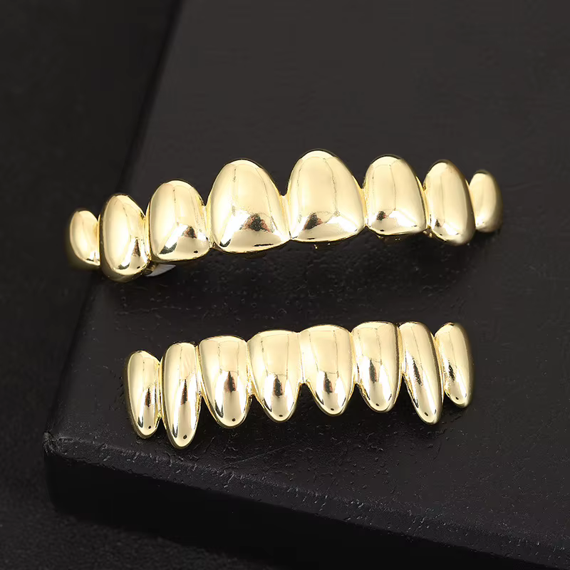 Grillz HIP-Ensemble de dents de vampire irrégulières avec silicone, 8/8 dents irrégulières, haut et 