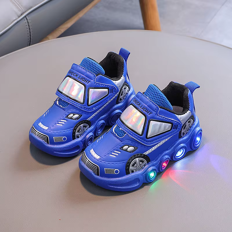 Chaussures lumineuses non ald Shoous pour enfants, surface de voiture de dessin animé drôle, LED, re