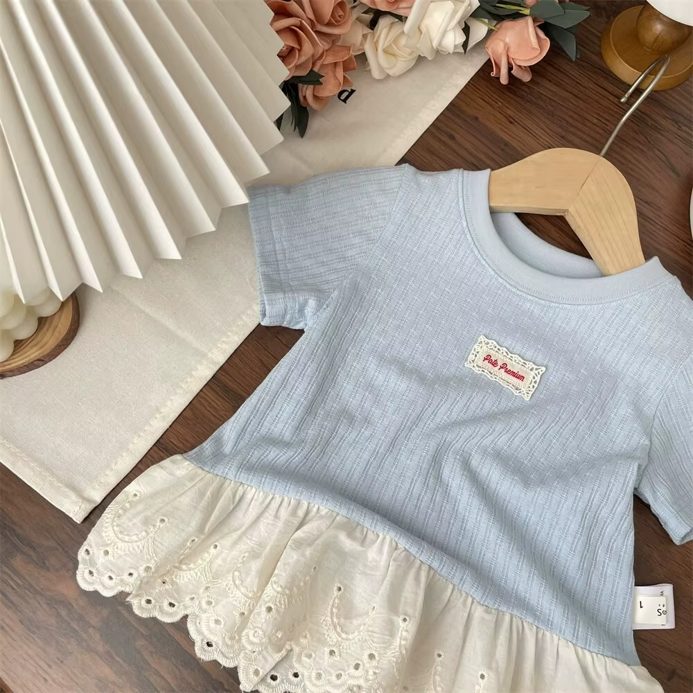 T-shirt pour filles Été 2026 Nouveau T-shirt en dentelle à manches courtes Blouse Sous-vêtement Mode