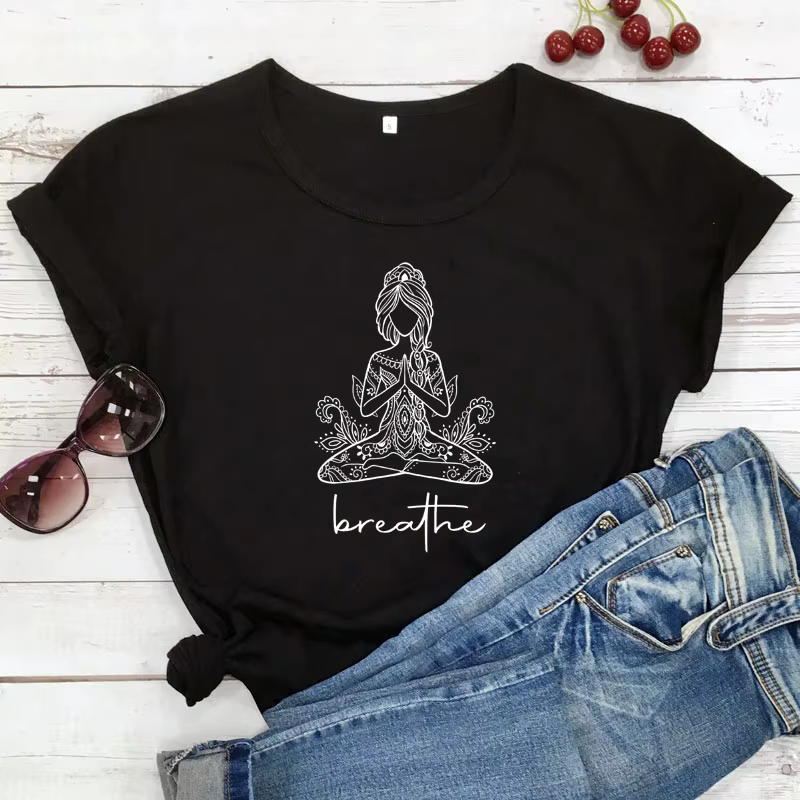 T-shirt Boho pour femmes, respirant et humoristique, pour la méditation, yoga et entraînement
