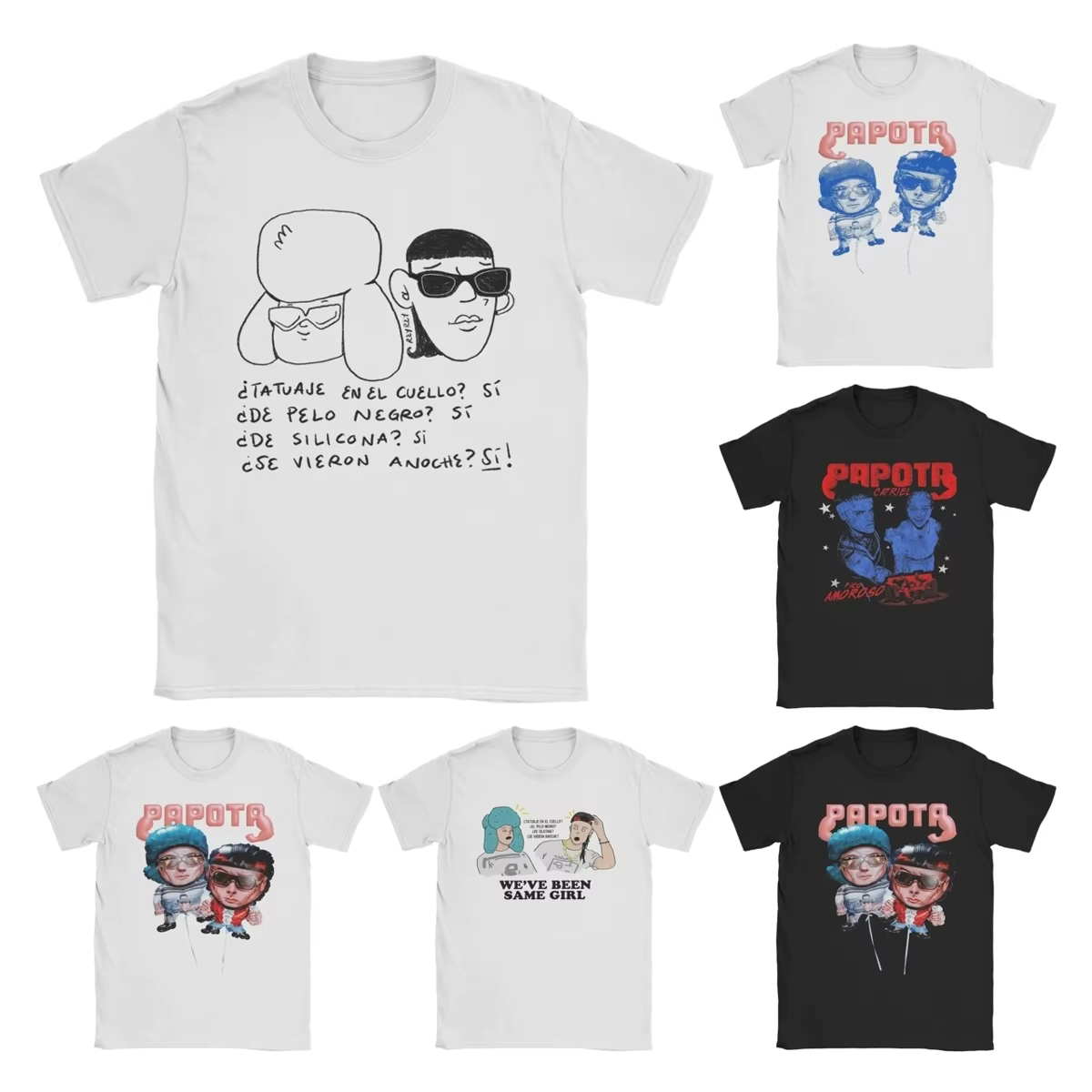Paco Amoroso et Ca7riel T-Shirt de dessin animé hommes femmes Vintage pur coton t-shirts col rond à manches courtes
