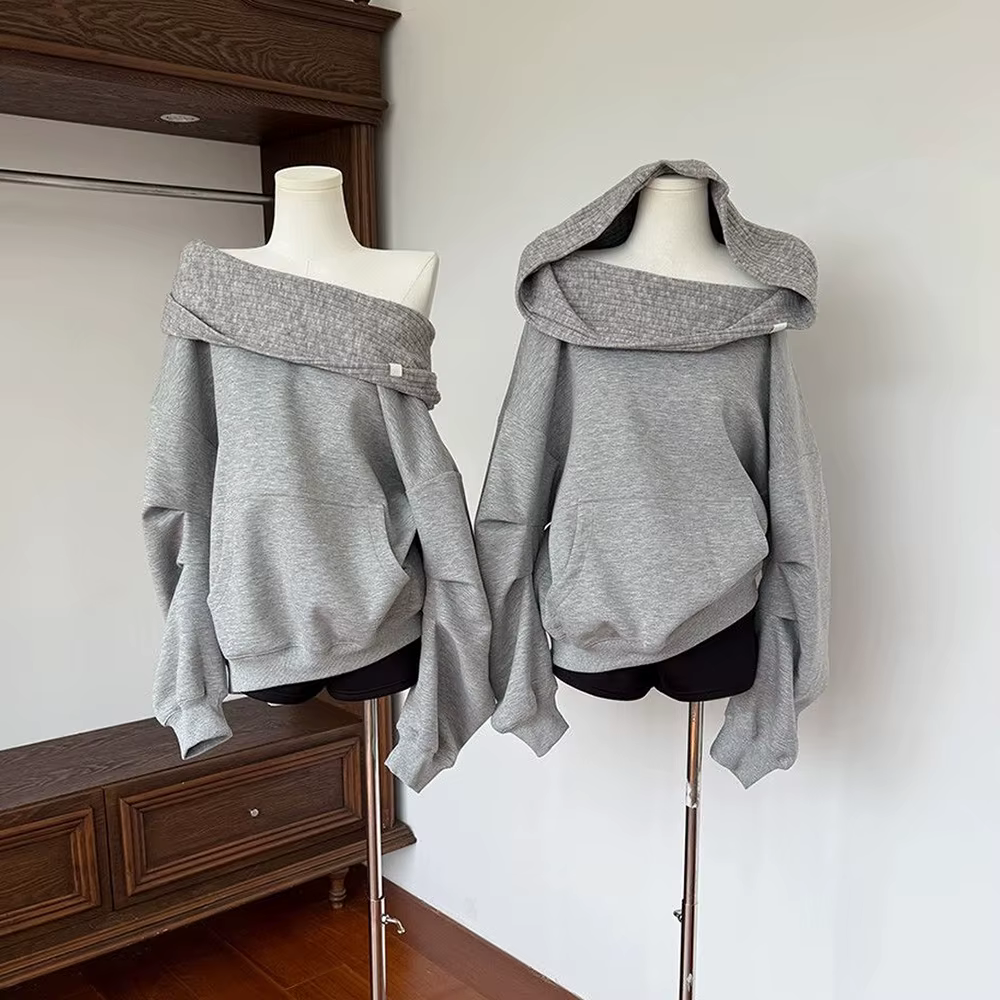 Super Dalian sweat à capuche épaules dénudées pull