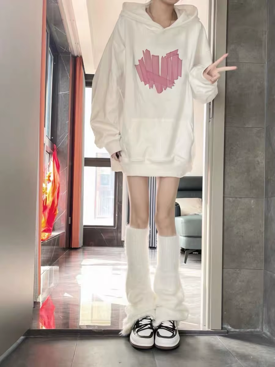Sweat à capuche mignon vêtements pour femmes Sherpa lettrage abstrait