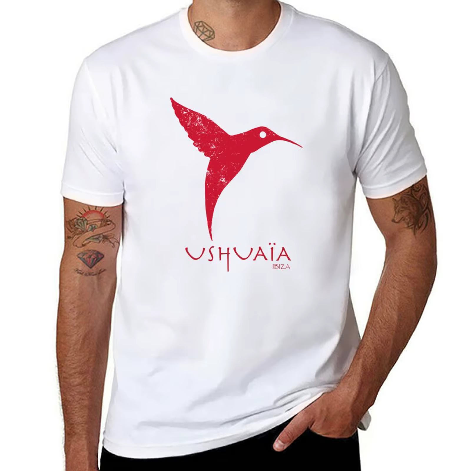 T-shirt en coton imprimé animal pour hommes