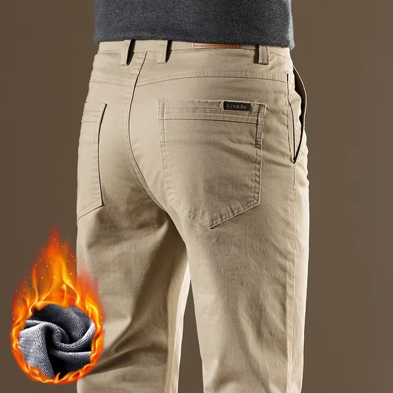 97% coton polaire affaires pantalons décontractés hommes droit confortable Stretch chaud pantalon hiver épaissi velours thermique mâle vêtements
