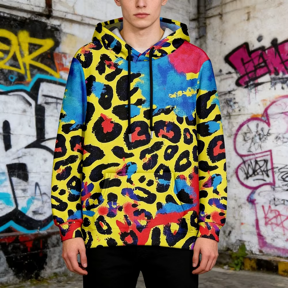 Sweat à capuche imprimé animal coloré pour hommes