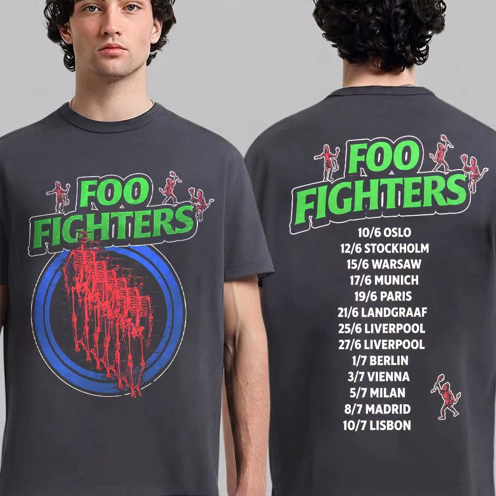 Foo Fighters Take Cover Tour Rock N Roll Merch T-shirt 100% coton