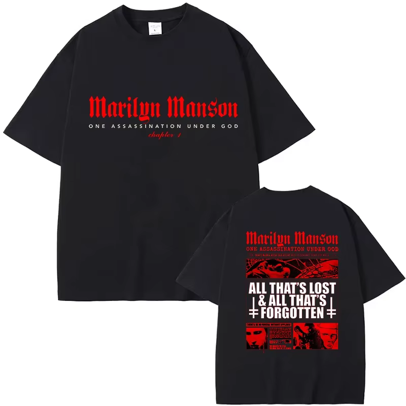 Marilyn Manson T-shirt homme femmes Harajuku col rond été décontracté pur coton mode esthétique unisexe à manches courtes haut