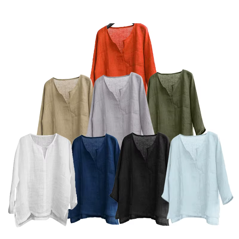 Chemises en coton et lin pour hommes