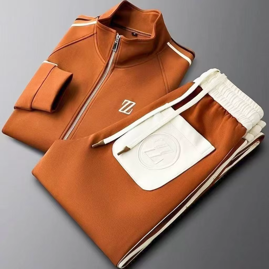 Ensemble de survêtement homme 2025 – Veste et pantalon tendance brodés – Tenue de sport deux pièces