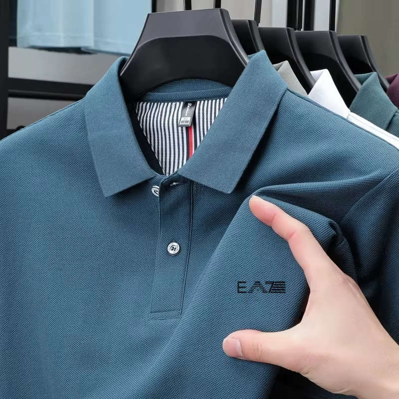 Polo de marque de luxe à manches courtes avec lettres brodées