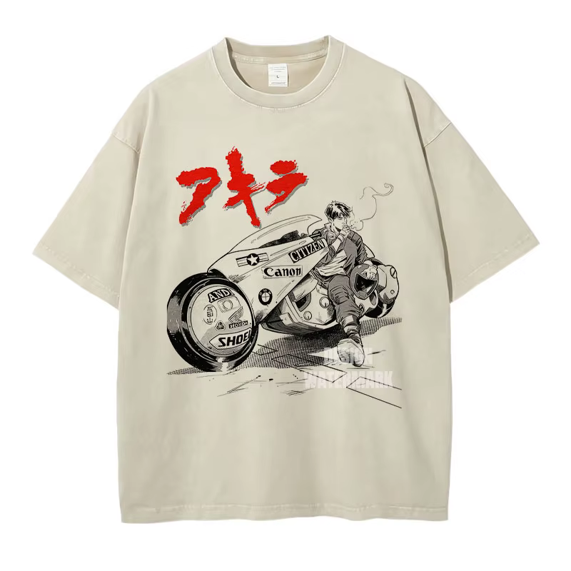Bandai Anime Akira T-Shirt surdimensionné Vintage lavé Kaneda T-Shirts Manga Streetwear Hip Hop Tetsuo manches courtes 100% coton