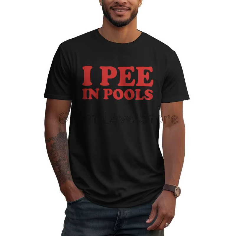 Je fais pipi dans les piscines T-shirts imprimés graphiques hommes drôles coton surdimensionné