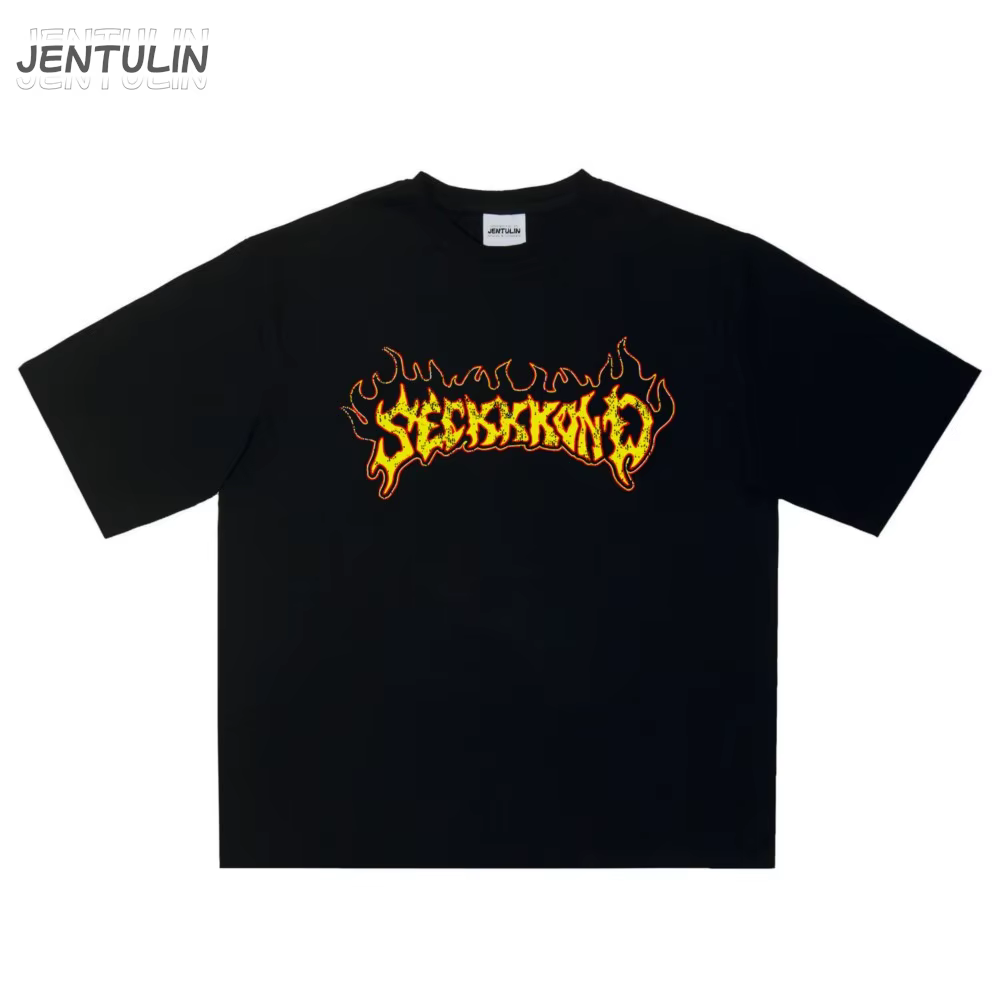 Hip Hop Streetwear surdimensionné vêtements pour hommes à manches courtes SEKKKOND imprimé graphique Y2k hauts t-shirts Harajuku Goth coréen t-shirt coton