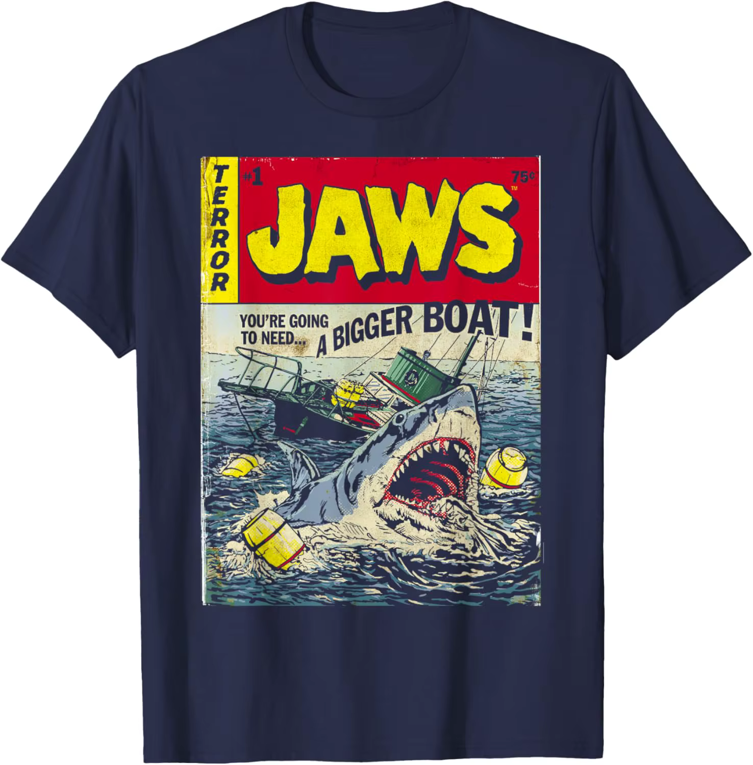 Jaws Pulp Attack couverture de bande dessinée T-Shirt à manches courtes t-shirts graphiques unisexe coton Vintage col