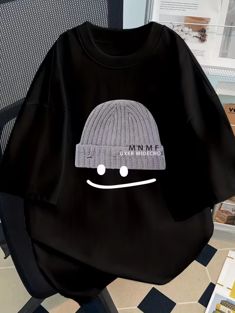 T-shirt à manches courtes avec motif de chapeau tricoté