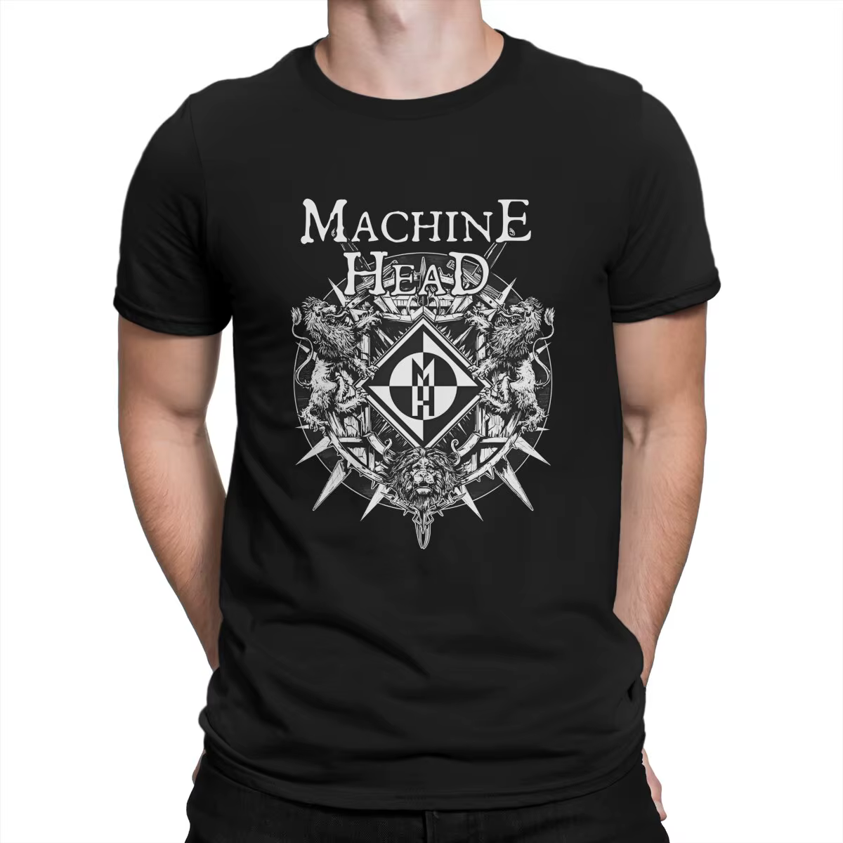 T-shirt en pur coton à col rond pour hommes