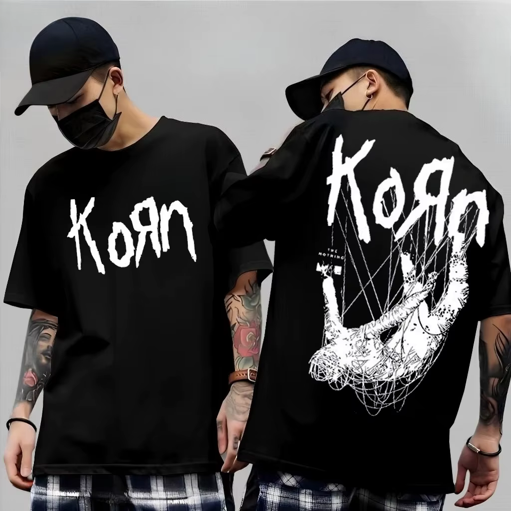 Korn Follow The Leader T-shirt en coton imprimé double face Metal Band Tee pour hommes et femmes