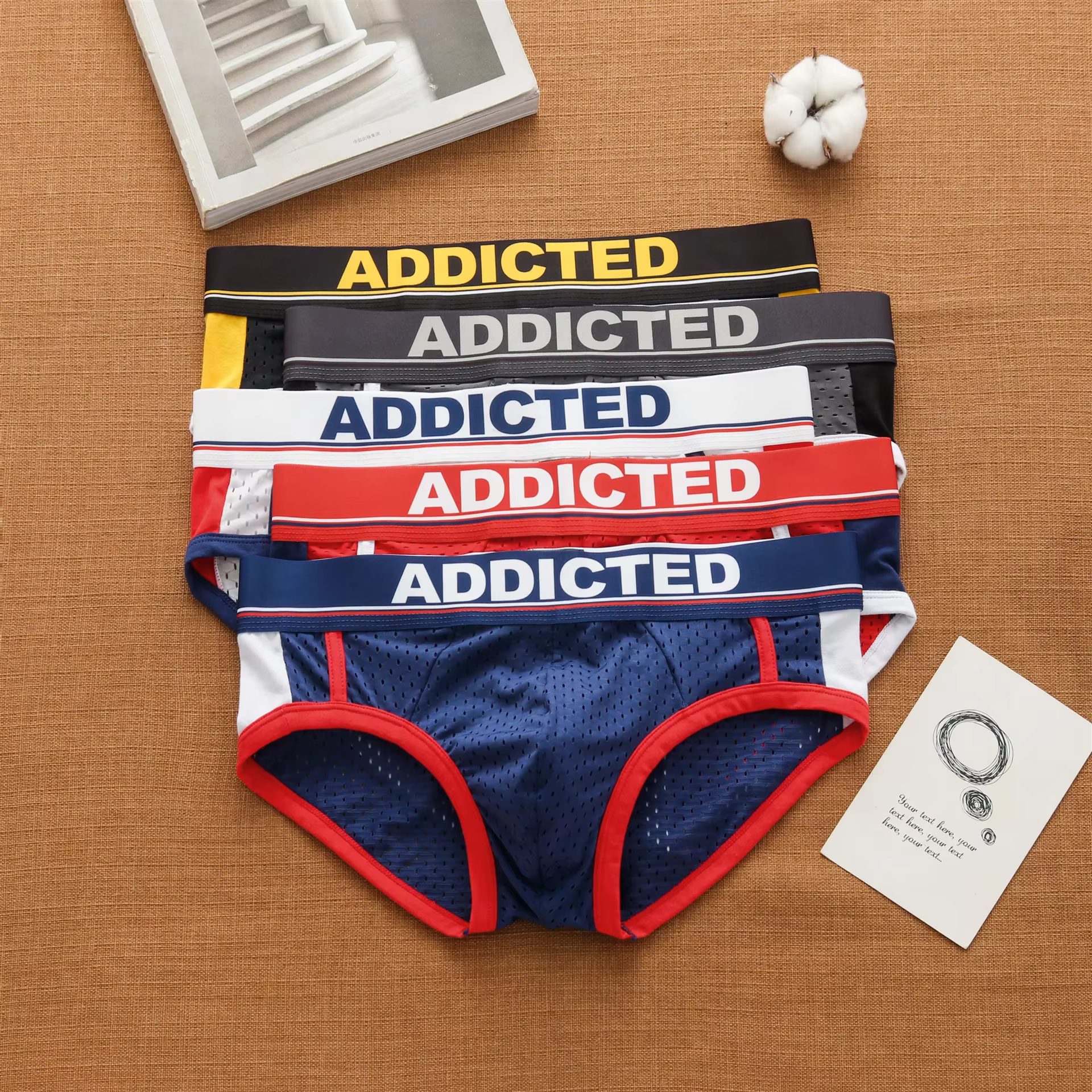 Addicted hommes sexy taille basse respirant maille de glace confortable mode slips