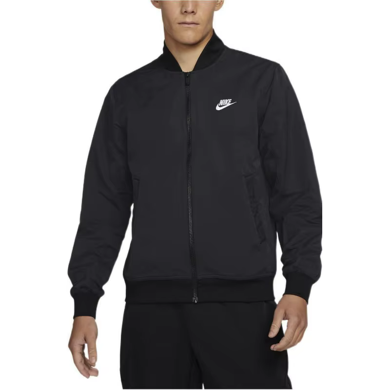 Veste de sport Nike Sportswear noire à col universitaire avec mini logo pour homme