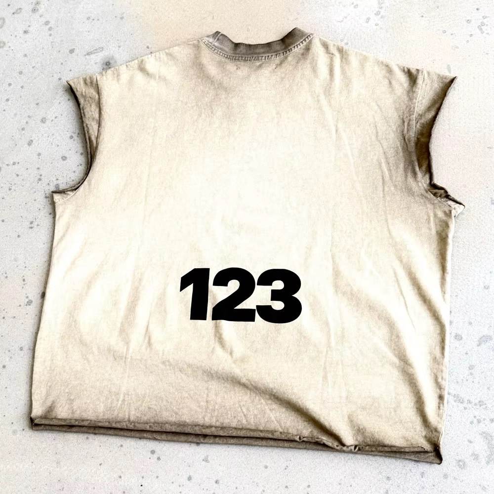 Yao mode RRR123 tendance marque coton gilet hauts t-shirt Streetwear ample surdimensionné Cleanfit Vintage lavé vieux