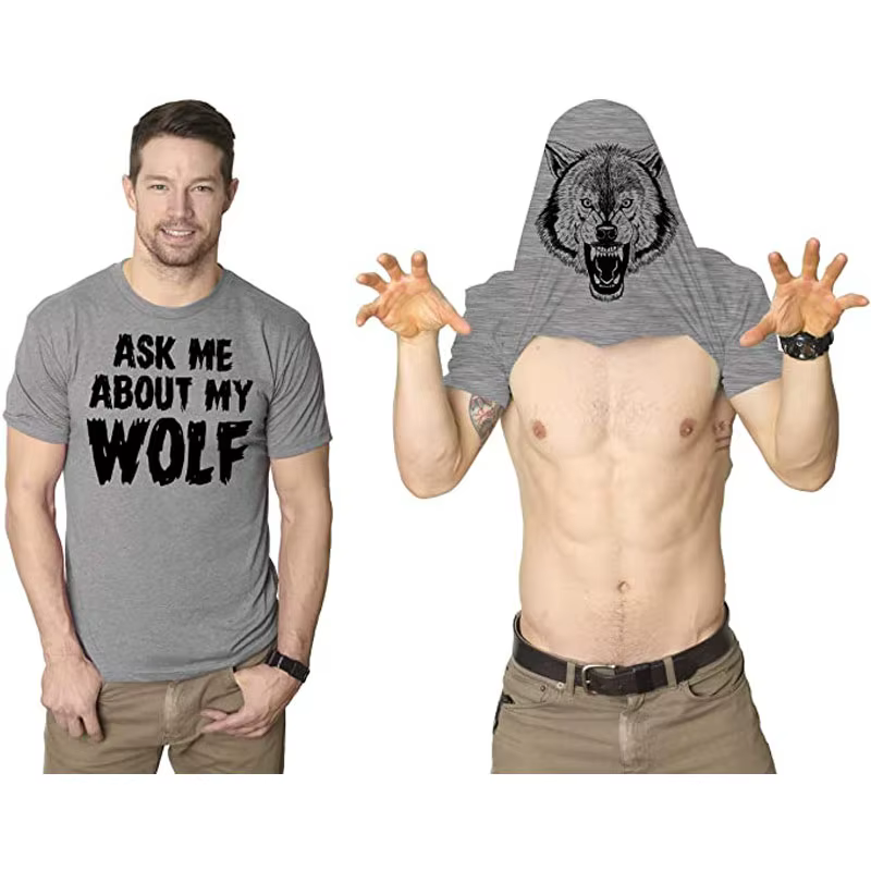 Demandez-moi sur mon loup Flip T-shirt Cool drôle disant nouveauté graphique