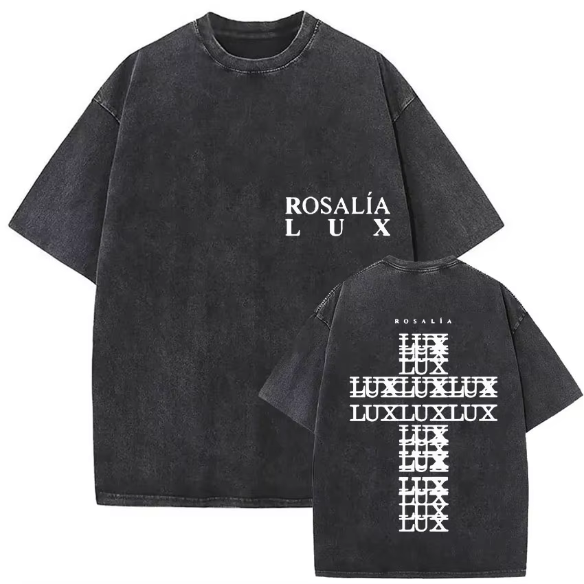 Rosalia Lux Tour Album 2025 Vintage lavé t-shirts hommes femmes décontracté surdimensionné coton T-shirt mode Pop