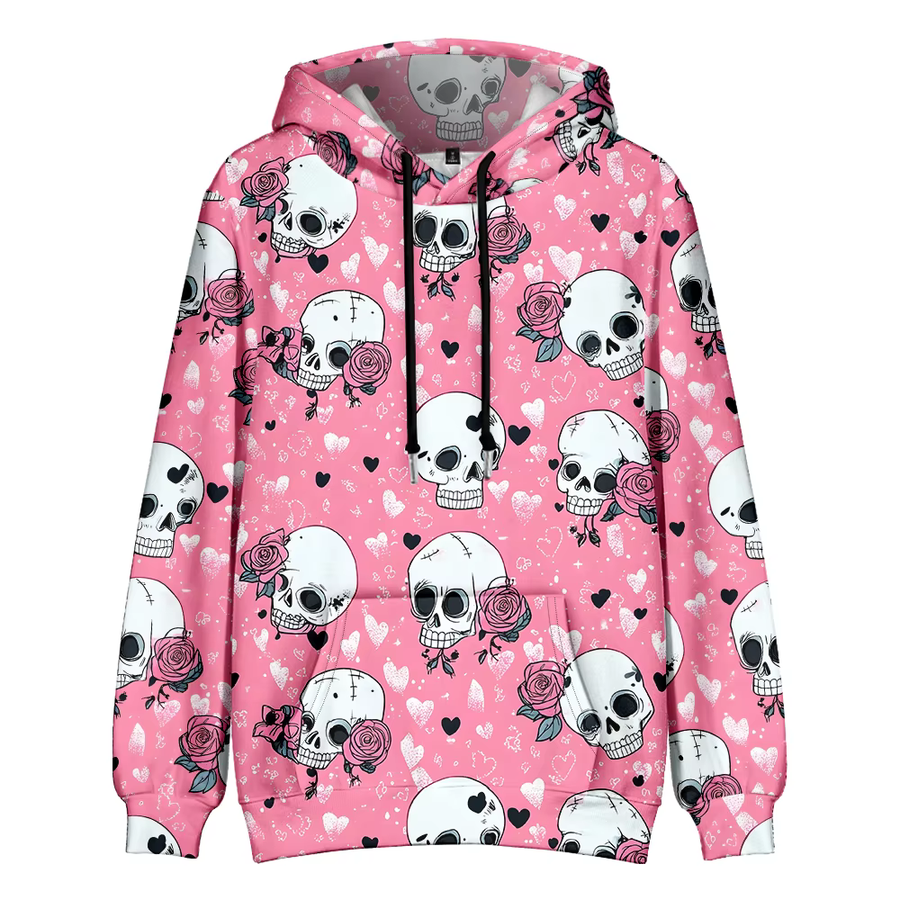 Sweat à capuche en polaire rose crâne et rose
